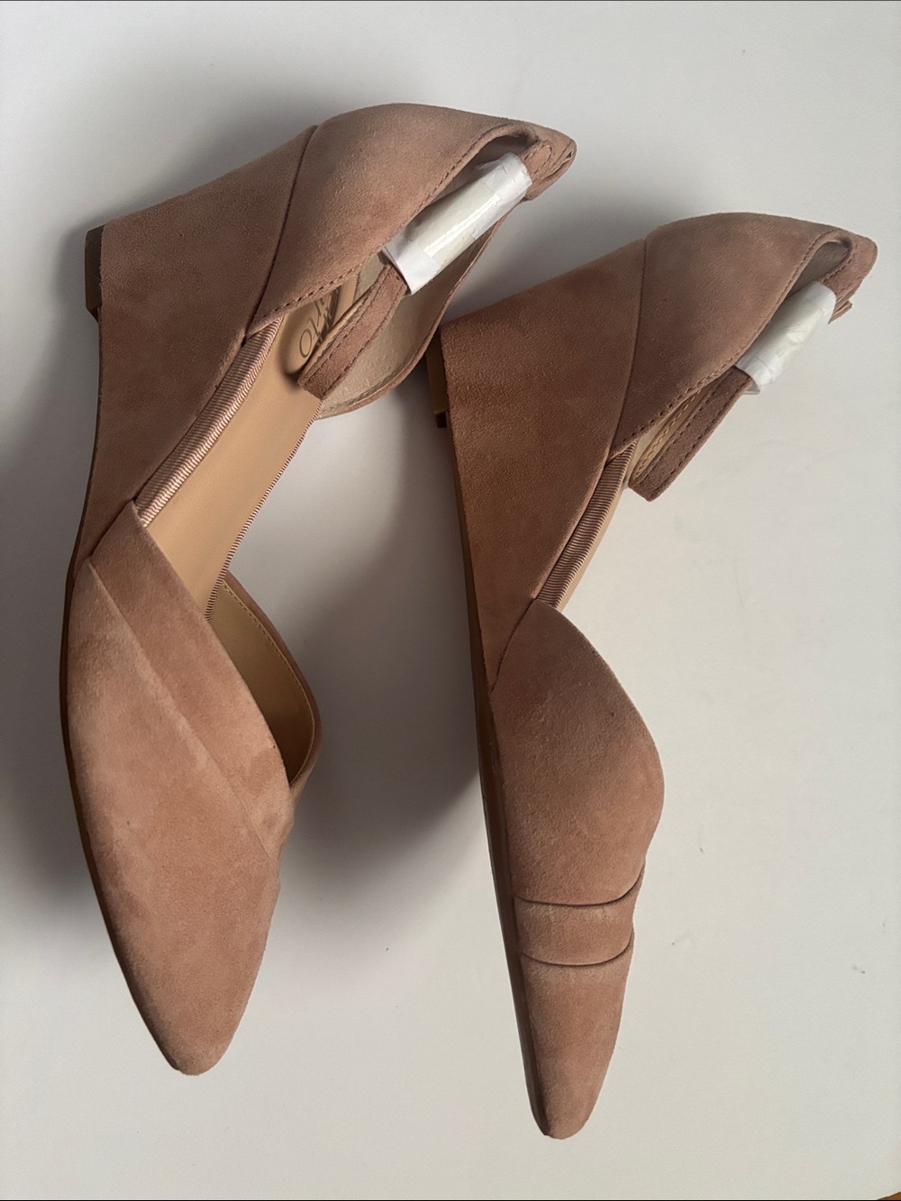 Franco Sarto Pointed-Toe Suede D'Orsay Heels in Nude - Picture 3 of 5